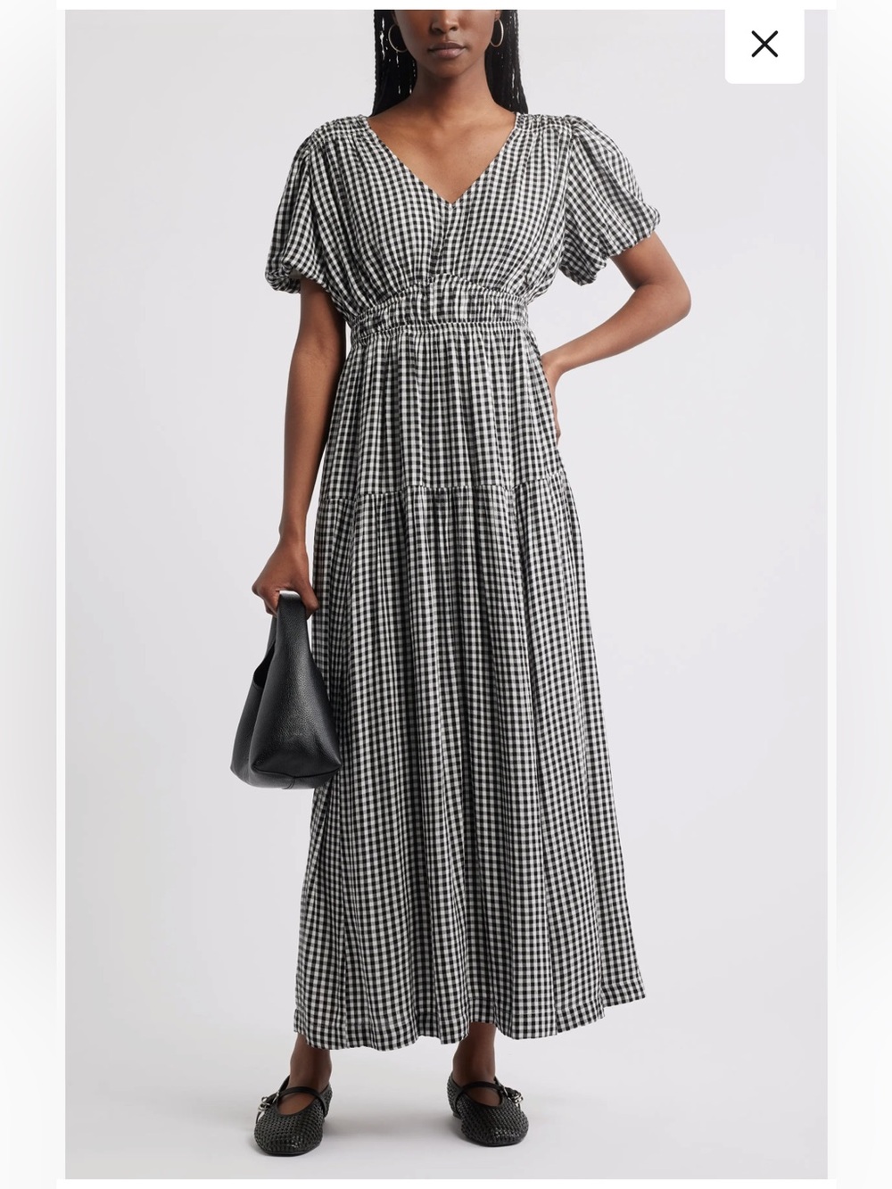 Treasure & Bond gingham puff sleeve maxi dress XL